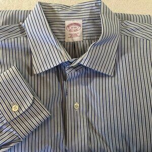 Brooks Brothers 1818 Mens Size 17-33 Non-Iron Shirt 100% Cotton Blue Stripe